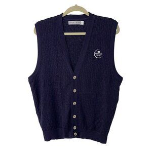 Nicklaus Diner's Club Matches Vintage Mens Vest Size Large Blue Button Cotton